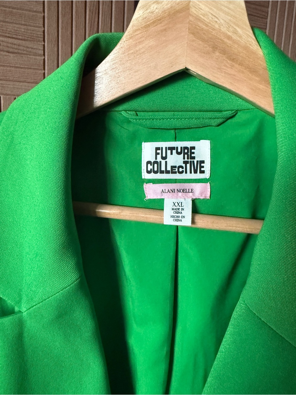Future Collective Bright Green Tailored Blazer with Flared Hem - Picture 2 of 5